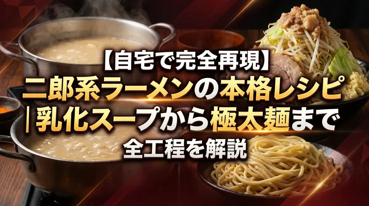 【自宅で完全再現】二郎系ラーメンの本格レシピ｜乳化スープから極太麺まで全工程を解説