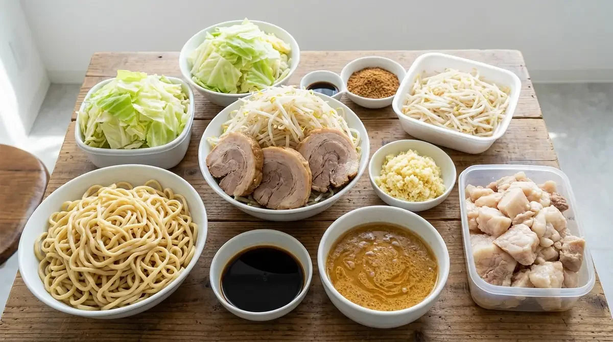 本格二郎系ラーメンの材料・分量一覧