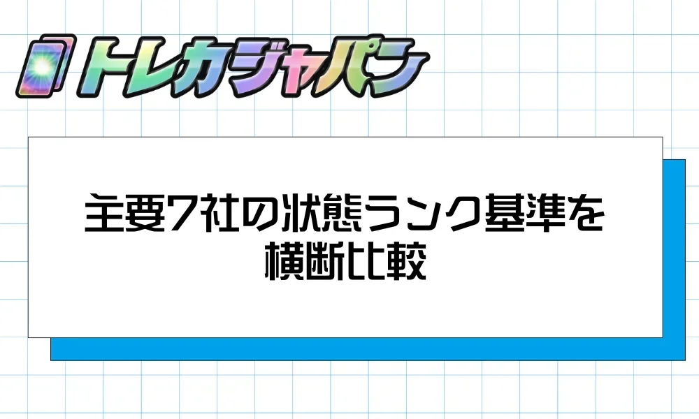 主要カードショップ7社の状態ランク基準を横断比較するイメージ画像